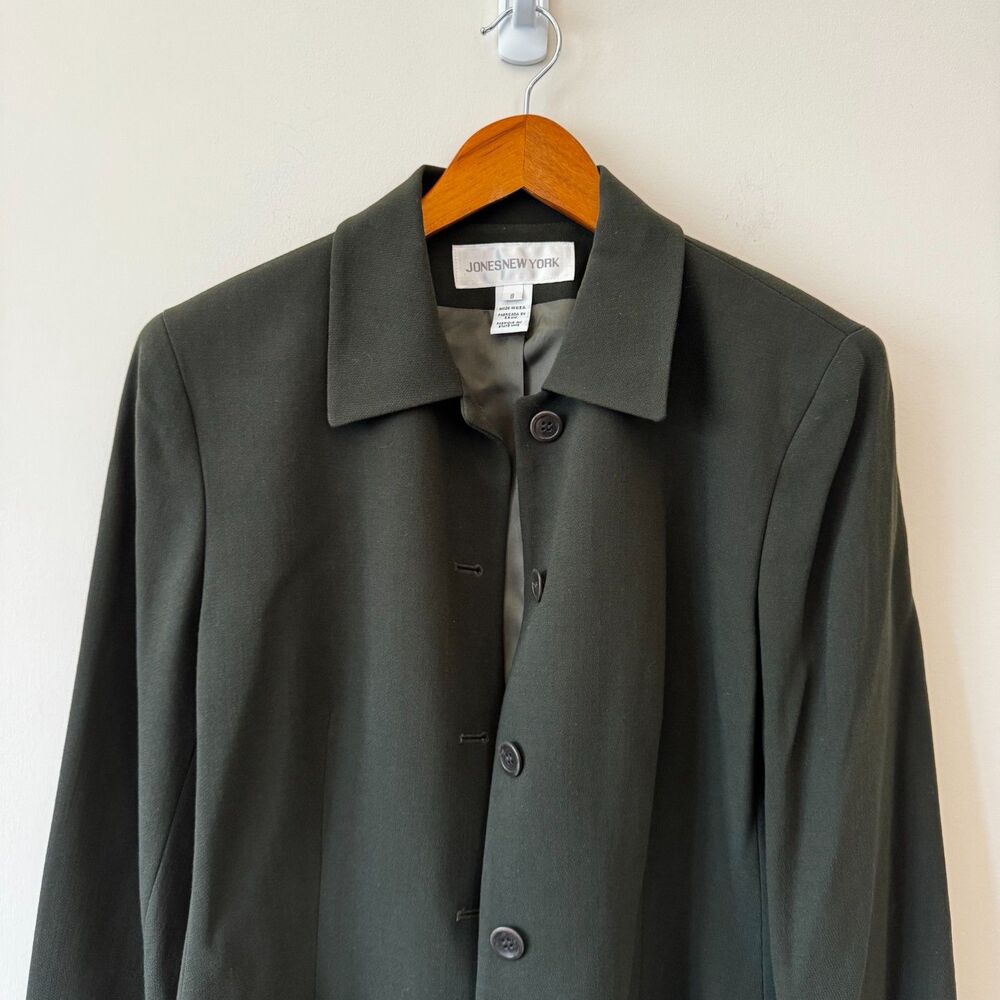 Jones New York Dark Green Wool Blazer Size 8 - Picture 3 of 7